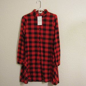 Handkerchief Hem Plaid Shirt Dress